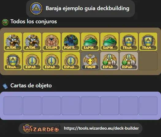 Baraja de ejemplo para la guía de deckbuilding