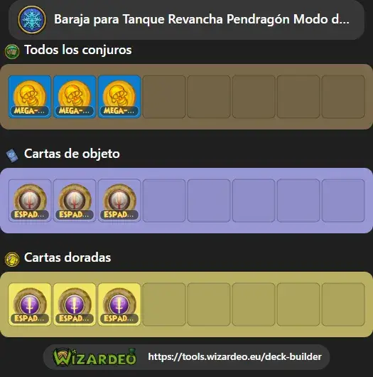 Baraja para Tanque Revancha Pendragón Modo desafío