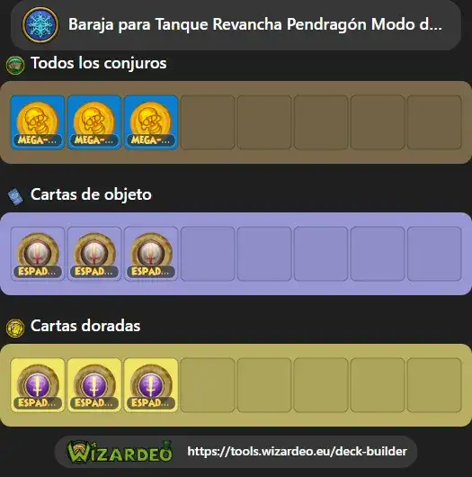 Baraja para Tanque Revancha Pendragón Modo desafío