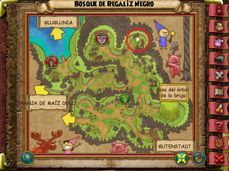 Ubicación de Cabeza de Limón agridulce de Bosque de Regaliz Negro de Caramelia de Wizard101 para Wizardeo