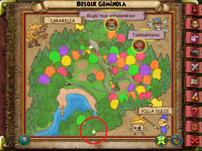 Ubicación de Flor de Cacahuete de Bosque Gominola de Caramelia de Wizard101 para Wizardeo