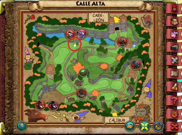 Ubicación de Tapiz de Calle Alta de Ávalon de Wizard101 para Wizardeo