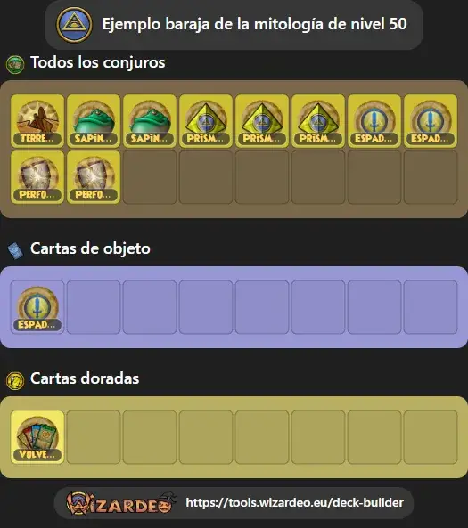 Ejemplo baraja de la mitología de nivel 50