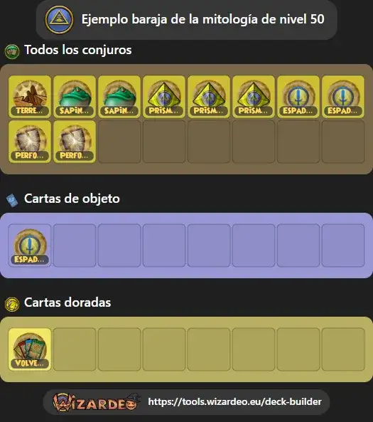 Ejemplo baraja de la mitología de nivel 50