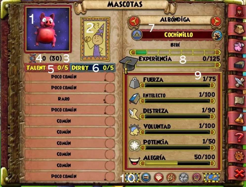 Guía de mascotas: Menñu de mascotas II