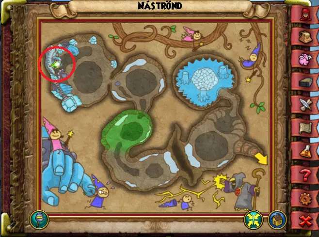 Ubicación de Trog de Náströnd de Hibernia, Grizzlotopia, de Wizard101 para Wizardeo