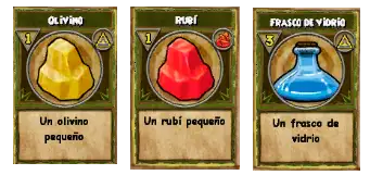Olivino, Rubí y frasco de vidrio