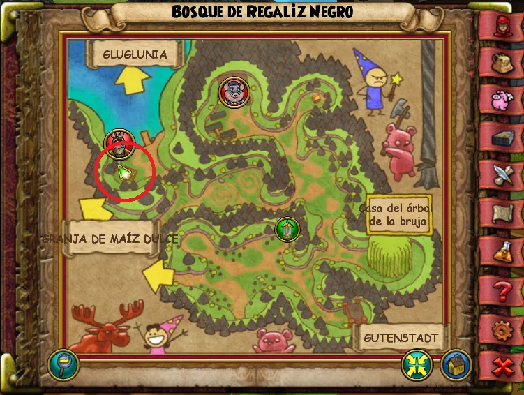 Ubicación de Flor de Cacahuete de Bosque de Regaliz Negro de Caramelia de Wizard101 para Wizardeo