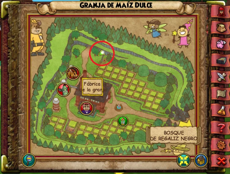 Ubicación de Flor de Cacahuete de Granja de Maíz Dulce de Caramelia de Wizard101 para Wizardeo