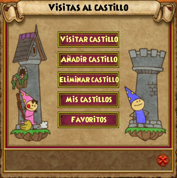 Menú Visita de Castillos de Wizard101