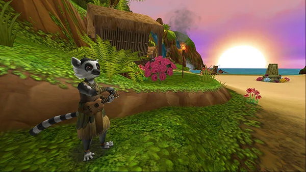 Zona de Playa de Lemuria con un Lemur Wizard101