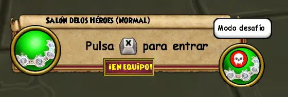 Acceso al Salón de los Héroes con icono de modo desafío