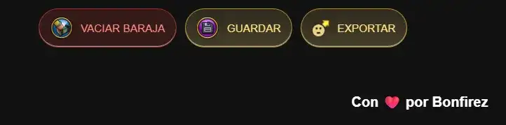 Opciones del constructor de barajas