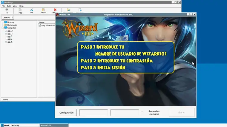 Launcher de Wizard101 EU dentro de Winlator