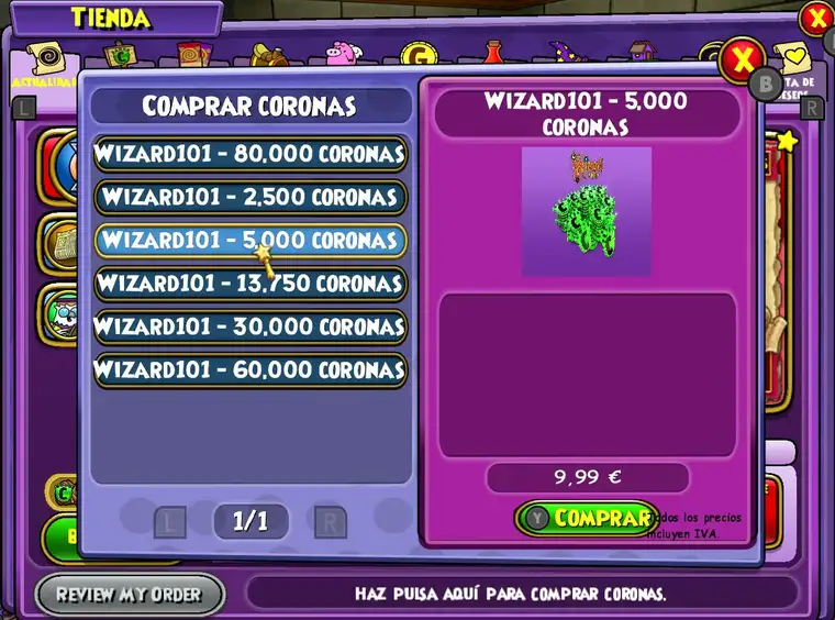 Compra de Coronas Wizard101 Nintendo Switch