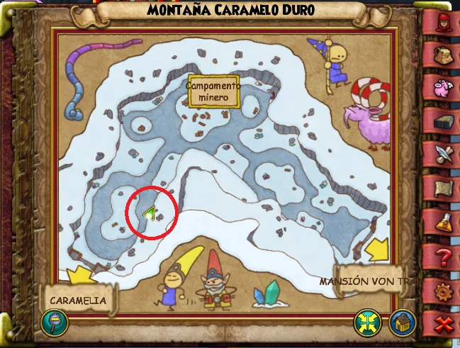 Ubicación de Cabeza de Limón agridulce de Montaña de Caramelo Duro de Caramelia de Wizard101 para Wizardeo