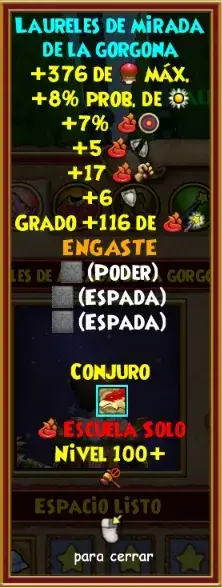 Equipamiento de Aquila para nivel 100