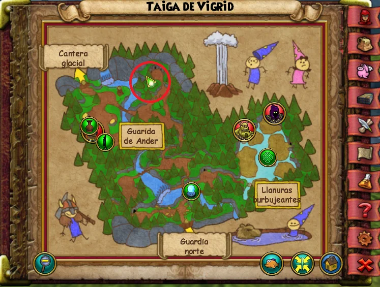 Ubicación del segundo Pájaro de Patio de Taiga de Vigrid de Grizzlotopia de Wizard101 para Wizardeo