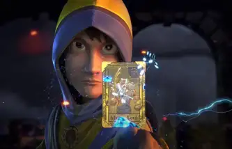 El espiritista del anuncio de Wizard101 lanza la carta príncipe de la tormenta contra Malistaire